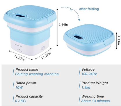 8L Mini Foldable Sterilizing Washing Machine - Blue